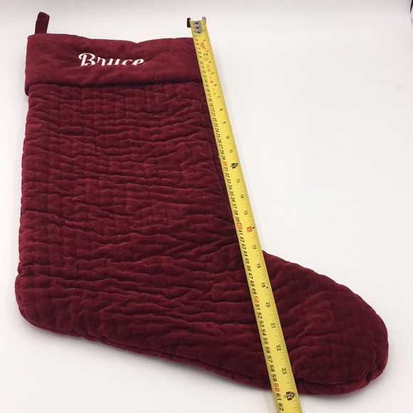 Pottery Barn Velvet Christmas Stocking Red “Bruce” - Picture 10 of 13